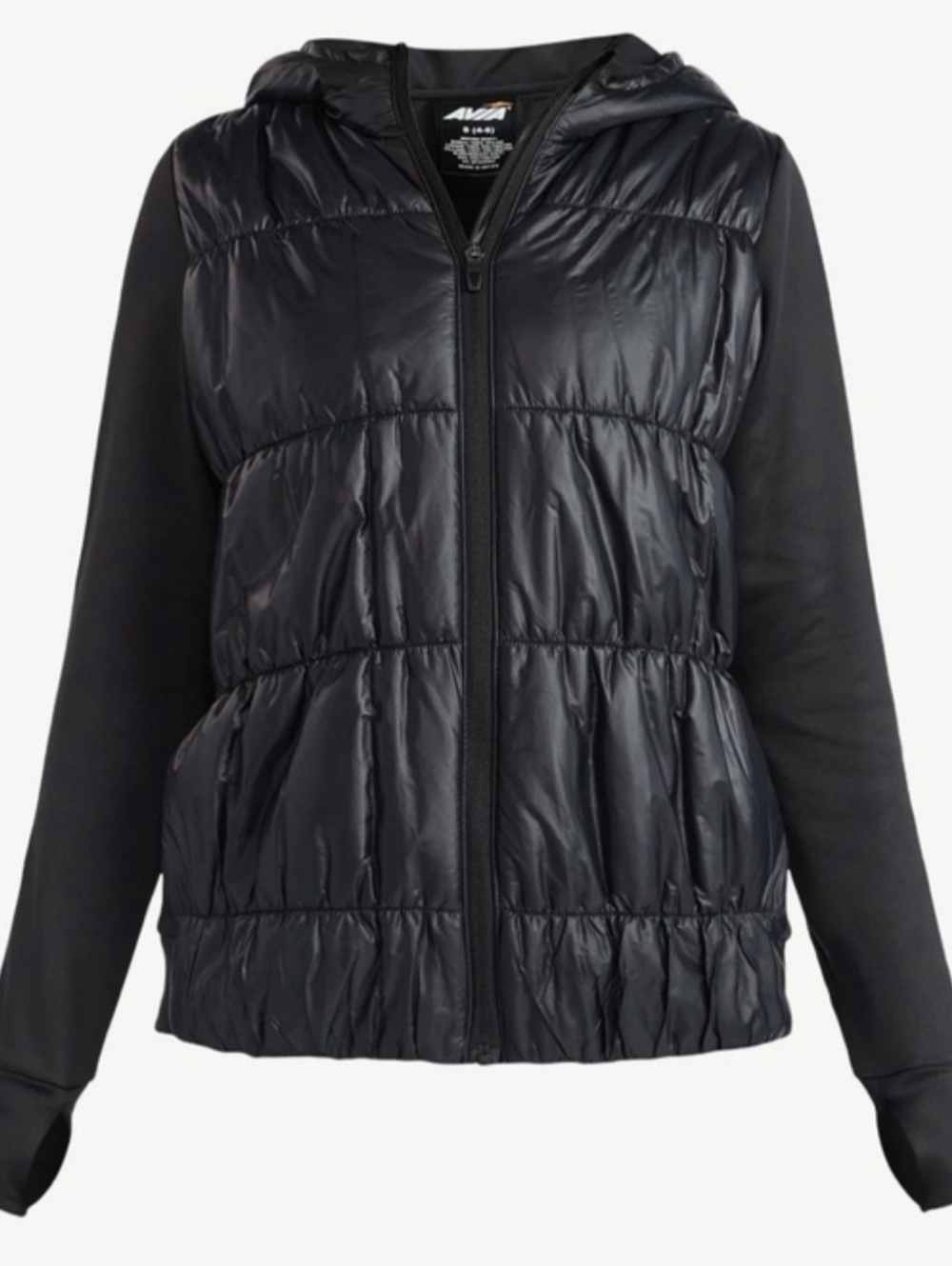 NWT Avavia Black Quilted Puffer Hoodie Jacket